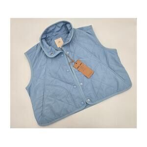 NWT Thread & Supply Brina Quilted Cropped Vest Light Blue Womens XS